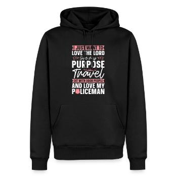 Policier Je veux juste aimer le Seigneur Police - Sweat à capuche Premium bio Homme - noir - Devant - Nico (187cm)