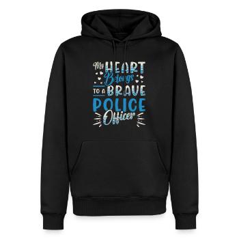 Policier Mon cœur appartient à un policier - Sweat à capuche Premium bio Homme - noir - Devant - Nico (187cm)