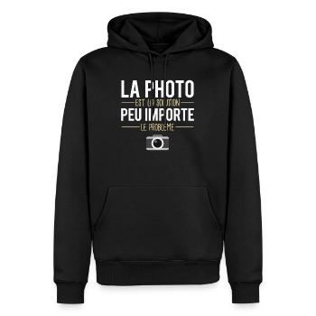 La photo est la solution blague photographe humour - Sweat à capuche Premium bio Homme - noir - Devant - Nico (187cm)
