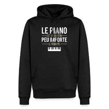 Le piano est la solution musique joueur piano - Sweat à capuche Premium bio Homme - noir - Devant - Nico (187cm)
