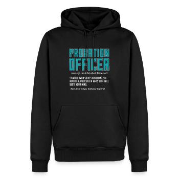 Agent de probation quelqu’un qui applique la loi - Sweat à capuche Premium bio Homme - noir - Devant - Nico (187cm)