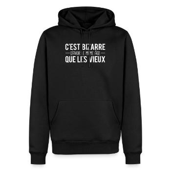 Cadeau blague anniversaire âge vieux - Sweat à capuche Premium bio Homme - noir - Devant - Nico (187cm)