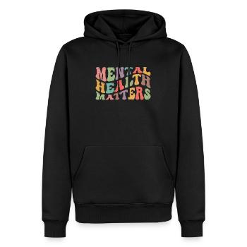 Santé mentale Questions de santé mentale - Sweat à capuche Premium bio Homme - noir - Devant - Nico (187cm)