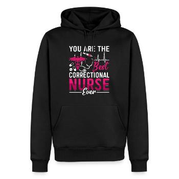 Infirmière correctionnelle Vous êtes la meilleure infirmière en prison - Sweat à capuche Premium bio Homme - noir - Devant - Nico (187cm)