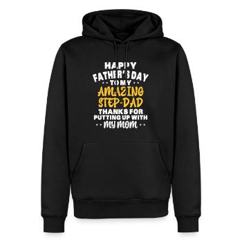 Joyeuse fête des pères Beau Père Fête des pères - Sweat à capuche Premium bio Homme - noir - Devant - Nico (187cm)