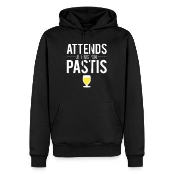 Attends je finis mon pastis jaune alcool humour - Sweat à capuche Premium bio Homme - noir - Devant - Nico (187cm)