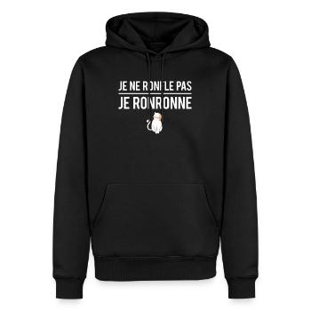 Je ne ronfle pas je ronronne chat humour - Sweat à capuche Premium bio Homme - noir - Devant - Nico (187cm)