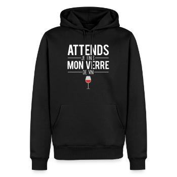 Attends je finis mon verre de vin vigne vigneron - Sweat à capuche Premium bio Homme - noir - Devant - Nico (187cm)