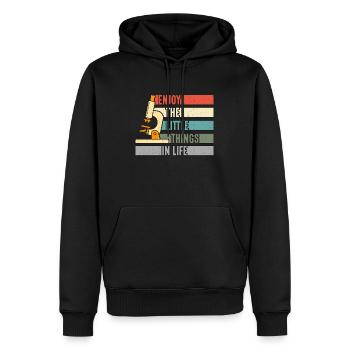 Microbiologiste Enjoy Little Things Rétro Scientist - Sweat à capuche Premium bio Homme - noir - Devant - Nico (187cm)