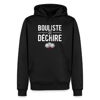 Bouliste qui déchire papa pétanque humour - Sweat à capuche Premium bio Homme - noir - Devant - Nico (187cm)