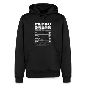 Cadeau papou humour papou valeurs nutritives - Sweat à capuche Premium bio Homme - noir - Devant - Nico (187cm)