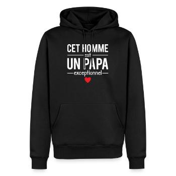 Cet homme est un papa exceptionnel fête des pères - Sweat à capuche Premium bio Homme - noir - Devant - Nico (187cm)