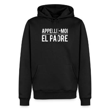 Appelle-moi el padre blague papa humour - Sweat à capuche Premium bio Homme - noir - Devant - Nico (187cm)