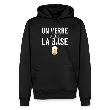 Une verre de bière la base mousse pression humour - Sweat à capuche Premium bio Homme - noir - Devant - Nico (187cm)