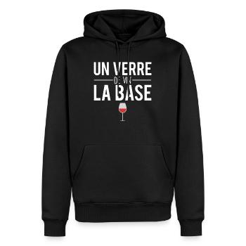 Un verre de vin la base alcool apéro humour - Sweat à capuche Premium bio Homme - noir - Devant - Nico (187cm)