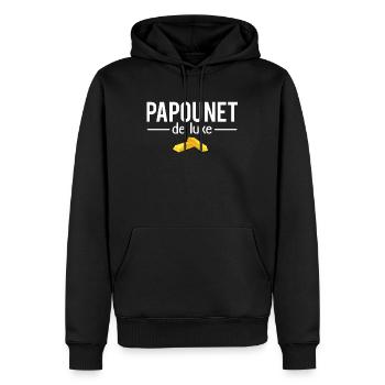 Papounet de luxe papa parfait fête des pères - Sweat à capuche Premium bio Homme - noir - Devant - Nico (187cm)