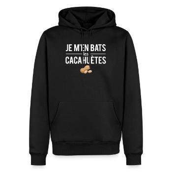 Je m'en bats les cacahuètes rien à foutre humour - Sweat à capuche Premium bio Homme - noir - Devant - Nico (187cm)