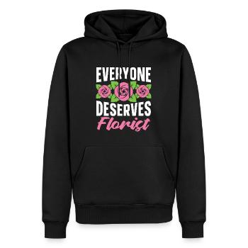 Fleuriste Tout le monde mérite Bouquet de fleurs Fleuristes - Sweat à capuche Premium bio Homme - noir - Devant - Nico (187cm)