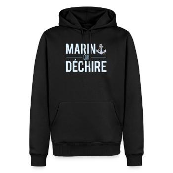 Marin qui déchire blague capitaine bateau humour - Sweat à capuche Premium bio Homme - noir - Devant - Nico (187cm)