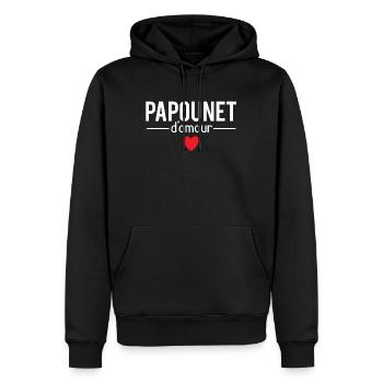 Papounet d'amour meilleur papa fête des pères - Sweat à capuche Premium bio Homme - noir - Devant - Nico (187cm)