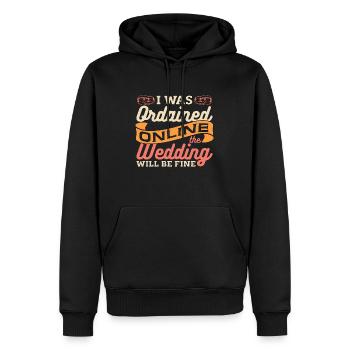 Célébrant J’ai été ordonné célébrant de mariage en ligne - Sweat à capuche Premium bio Homme - noir - Devant - Nico (187cm)