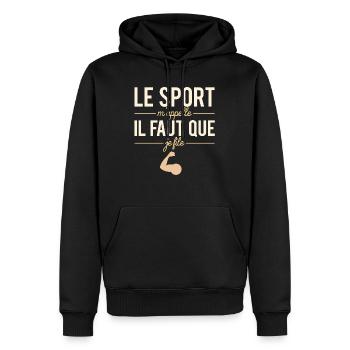 Le sport m'appelle il faut que je file coach - Sweat à capuche Premium bio Homme - noir - Devant - Nico (187cm)