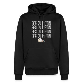 Pas du matin je déteste le matin réveil humour - Sweat à capuche Premium bio Homme - noir - Devant - Nico (187cm)