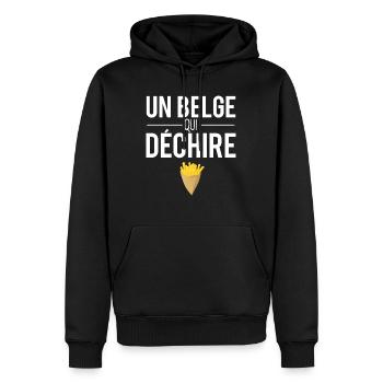 Un belge qui déchire blague belge humour - Sweat à capuche Premium bio Homme - noir - Devant - Nico (187cm)
