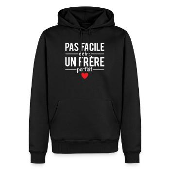 Pas facile d'être un frère parfait humour - Sweat à capuche Premium bio Homme - noir - Devant - Nico (187cm)