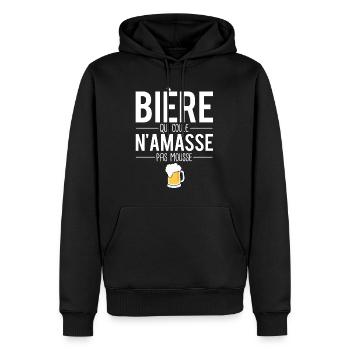 Bière qui n'amasse pas mousse apéro humour - Sweat à capuche Premium bio Homme - noir - Devant - Nico (187cm)