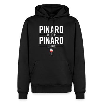 Pinard un jour pinard toujours blague vin humour - Sweat à capuche Premium bio Homme - noir - Devant - Nico (187cm)