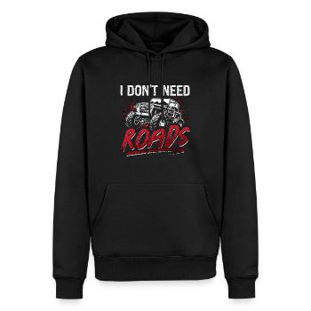 Off-Road Racing I Don't Need Roads Loves Roadtrip - Männer Premium Bio Hoodie - Schwarz - Vorne - Nico (187cm)