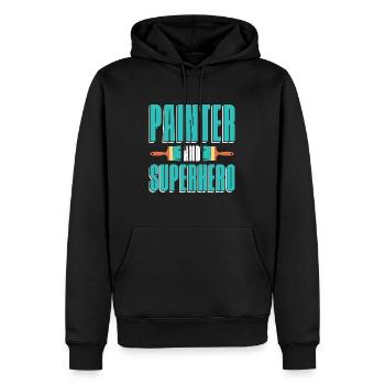 Le peintre et super-héros aime la peinture au pinceau - Sweat à capuche Premium bio Homme - noir - Devant - Nico (187cm)