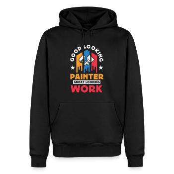 Peintre Beau Peintre Peinture au pinceau - Sweat à capuche Premium bio Homme - noir - Devant - Nico (187cm)