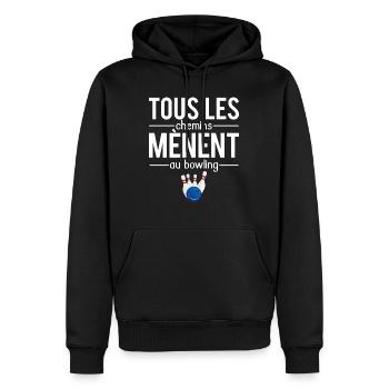 Tous les chemins mènent au bowling humour - Sweat à capuche Premium bio Homme - noir - Devant - Nico (187cm)