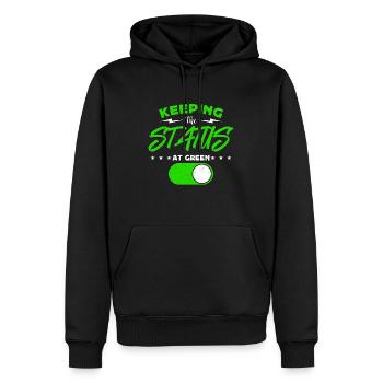 Project Management Keeping The Status At Manager - Men’s Premium Organic Hoodie - black - Front - Nico (187cm)