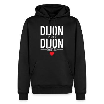 Dijon un jour dijon toujours cadeau dijonnais - Sweat à capuche Premium bio Homme - noir - Devant - Nico (187cm)