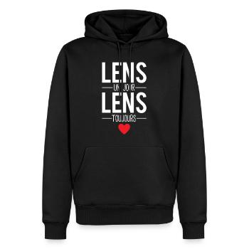 Lens un jour lens toujours cadeau lensois - Sweat à capuche Premium bio Homme - noir - Devant - Nico (187cm)