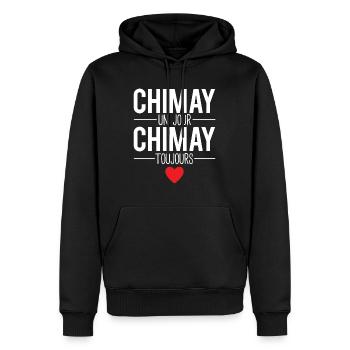 Chimay un jour chimay toujours ville belgique - Sweat à capuche Premium bio Homme - noir - Devant - Nico (187cm)