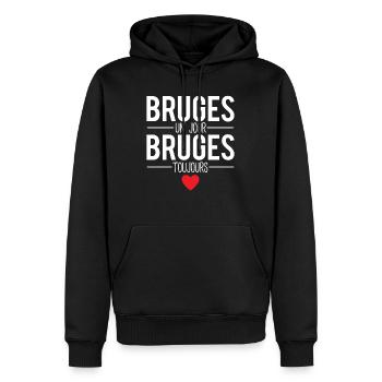 Bruges un jour bruges toujours cadeau brugeois - Sweat à capuche Premium bio Homme - noir - Devant - Nico (187cm)