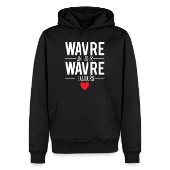 Wavre un jour wavre toujours ville belgique - Sweat à capuche Premium bio Homme - noir - Devant - Nico (187cm)