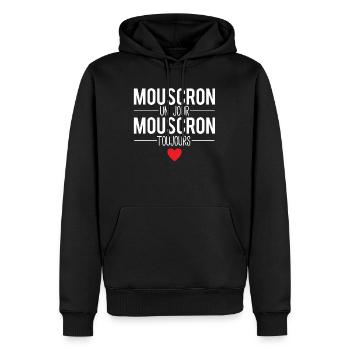 Mouscron un jour mouscron toujours ville belgique - Sweat à capuche Premium bio Homme - noir - Devant - Nico (187cm)
