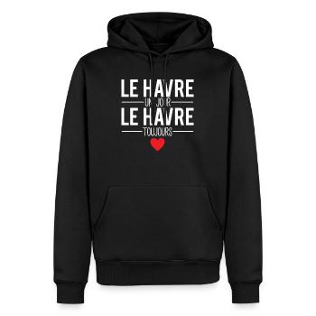 Le havre un jour le havre toujours ville france - Sweat à capuche Premium bio Homme - noir - Devant - Nico (187cm)