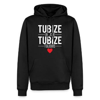 Tubize un jour tubize toujours ville belgique - Sweat à capuche Premium bio Homme - noir - Devant - Nico (187cm)