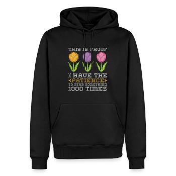 Point de croix C’est la preuve que j’ai Needlepoint - Sweat à capuche Premium bio Homme - noir - Devant - Nico (187cm)