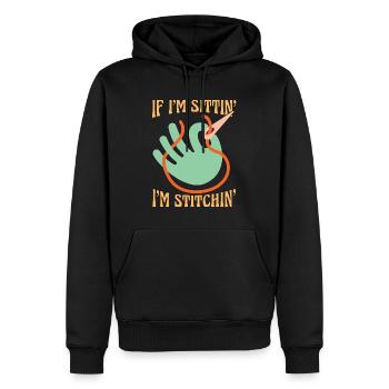 Point de croix si je suis assis' je suis couture couture - Sweat à capuche Premium bio Homme - noir - Devant - Nico (187cm)