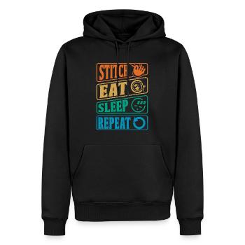Point de croix Manger Sommeil Répéter Coudre Needlepoint - Sweat à capuche Premium bio Homme - noir - Devant - Nico (187cm)