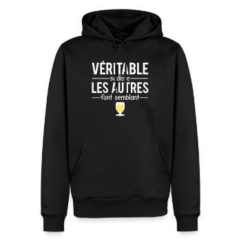 Véritable sudiste les autres font semblant pastis - Sweat à capuche Premium bio Homme - noir - Devant - Nico (187cm)
