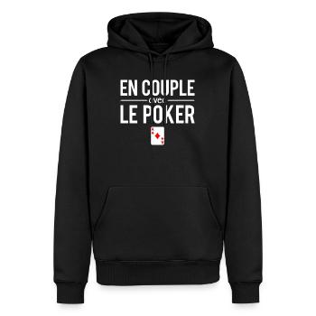 En couple avec le poker amateur poker humour - Sweat à capuche Premium bio Homme - noir - Devant - Nico (187cm)