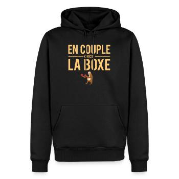 En couple avec la boxe blague boxeur humour - Sweat à capuche Premium bio Homme - noir - Devant - Nico (187cm)